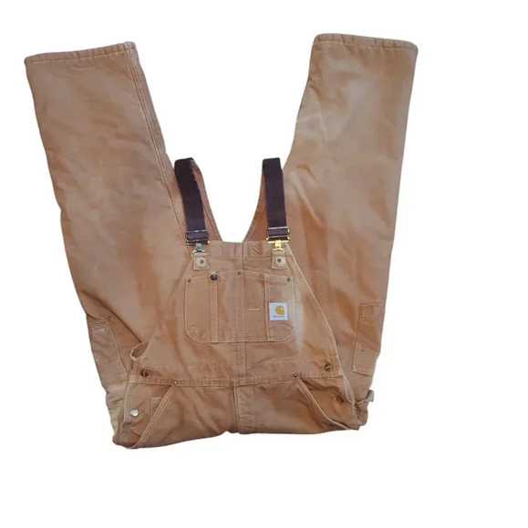 2000'S Carhartt Double Knee Duck Overalls, Men's Size W37 cotton Beige type Vintage Second Hand